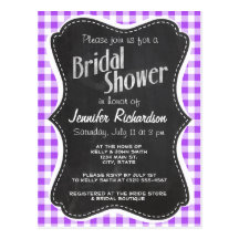 Purple Checkered Gingham; Vintage Chalkboard Postcards
