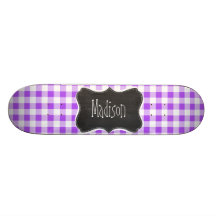 Purple Checkered Gingham; Vintage Chalkboard Skate Board Deck