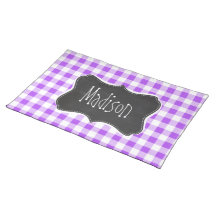 Purple Checkered Gingham; Vintage Chalkboard Placemat