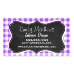 Purple Checkered Gingham; Vintage Chalkboard Business Card Templates
