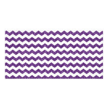 Purple glitter chevrons customized photo card
