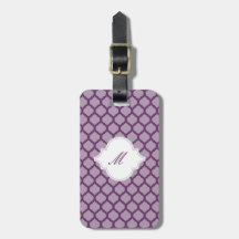 Purple Moroccan Pattern with Monogram Luggage Tags