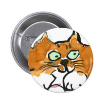 Purple Yarn and a Fiesty Orange Cat Pinback Button