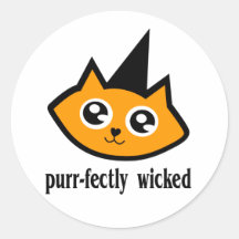 purrfectly böser Miezekatzekopf Runde Aufkleber