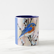 Pussy wiilow Blauvögel Tee Tassen