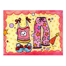 Pyjama-Party-Postkarte