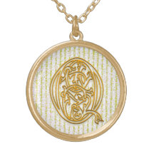 Q-Anfangsmonogramm-"Goldpin-Streifen-" Halskette