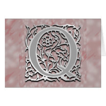 Q Monogram "Silver Stone" Note Card Greeting Card