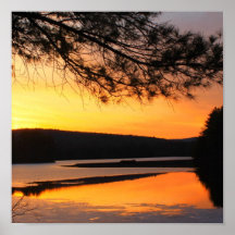 Quabbin Fischgrund-Frühlings-Sonnenuntergang Plakate