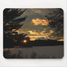 Quabbin Fischgrund-Winter-Himmel Mousepads