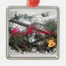 Quadratische Verzierung frohe Weihnacht-Rudolphs Weihnachtsbaum Ornamente