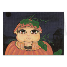 Quantums-Kind in einem Halloween-Kürbis Grußkarte