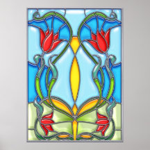 Quartett der roten Tulpen Plakatdruck
