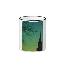 QuerkircheSteeple an der Dämmerung Kaffee Haferl