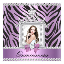 Quinceanera 15. Geburtstags-Partyzebra-Flieder-Per Personalisierte Ankündigungskarte