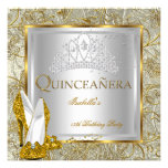 Quinceañera 15. Party-Goldsilber-Glitter-Blick Personalisierte Einladungskarte