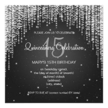 Quinceañera Feier-Party-Nacht blenden Schwarzes Einladungskarten