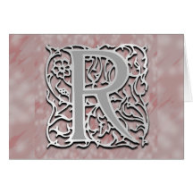R Monogram "Silver Stone" Note Card Greeting Card