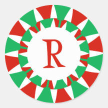 R-Monogramm (flippiges Weihnachten) Runder Aufkleber