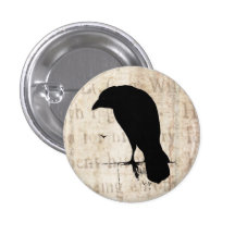 Raben-Silhouette - Vintage Retro Raben u. Krähen Button
