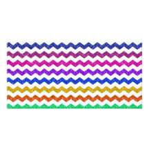 Rainbow glitter chevrons photo greeting card