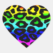 rainbow_leopard_print-altered herzaufkleber