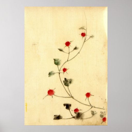 Rebe mit Rot blüht 1840 Plakat
