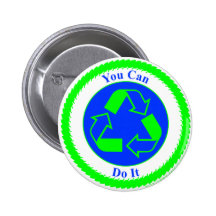Recyceln Sie Pin Anstecknadelbuttons