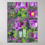 Recyceln Sie und lila Blumen 2 Posterdrucke