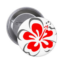 Red hibiscus Hawaii theme gifts Buttons