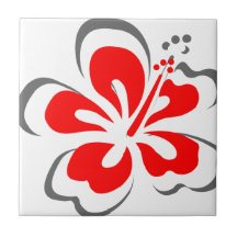 Red hibiscus Hawaii theme gifts Ceramic Tile