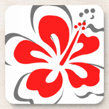 Red hibiscus Hawaii theme gifts Coasters