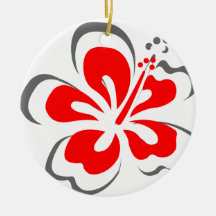 Red hibiscus Hawaii theme gifts Ornament