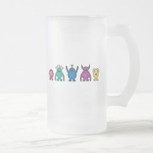 Regenbogen-alien-Monster Glas Haferl