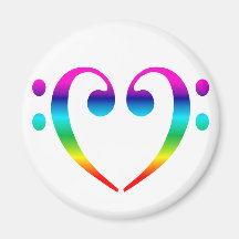 Regenbogen-Bassschlüssel-Herz Magnete
