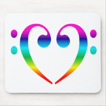 Regenbogen-Bassschlüssel-Herz Mousepad