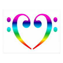 Regenbogen-Bassschlüssel-Herz Postkarte
