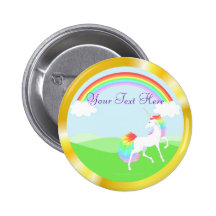 Regenbogen-Einhorn-Knopf Button