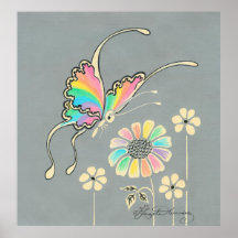 Regenbogen-Fantasie-Schmetterling Plakat