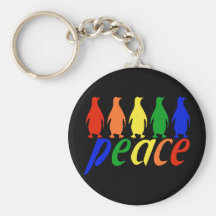 Regenbogen-FriedensPinguine Schlüsselbänder