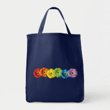 Regenbogen-Gänseblümchen Leinentasche