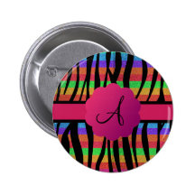 Regenbogen-Glitter Zebra stripes mit Monogramm Anstecknadelbuttons