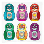 Regenbogen Matryoshka Eulen-Plakat Kunst Photo