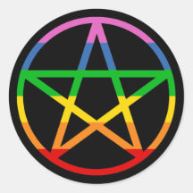 Regenbogen-Pentagramm Runder Aufkleber