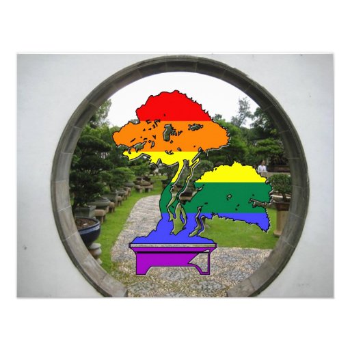 Regenbogen-Stolz-Bonsais-Baum Einladungskarte
