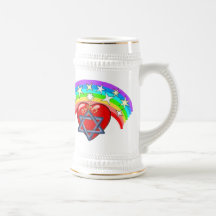 Regenbogen und jüdische Sterne Tasse