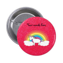 Regenbogen Unicorn-Rosa-Glitter Anstecknadelbuttons