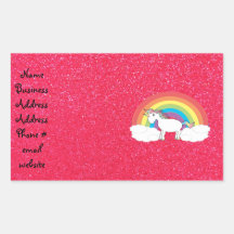 Regenbogen Unicorn-Rosa-Glitter Rechteckige Sticker