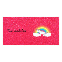 Regenbogen Unicorn-Rosa-Glitter Bilderkarten