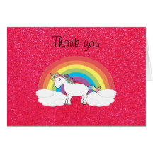 Regenbogen Unicorn-Rosa-Glitter Karte